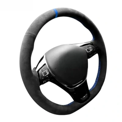 Abbildung von TQABADQ Housse de Volant Voiture en daim Souple bricolage Noir, Pour VW Golf 7 MK7 Polo Arterton Caddy Passat Accessoires intérieurs