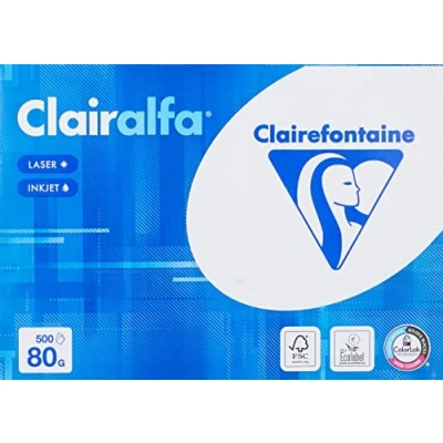 Abbildung von Clairefontaine 1979C Ries Druckerpapier / Kopierpapier Clairalfa, extraweiß, DIN A4, 80g, 500 Blatt, Weiß, 1