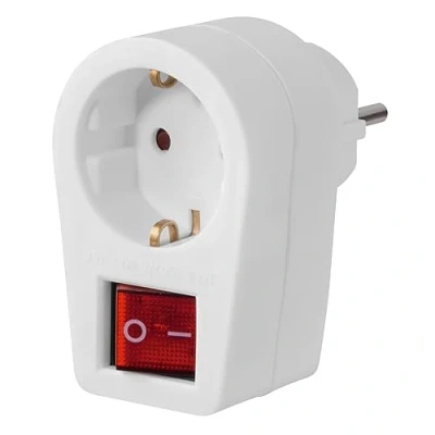 Abbildung von Hama Steckdosenadapter (Schutzkontakt Stecker, mit Schalter, 1 fach, Adapter, 2 poliger Ein /Aus Schutzkontaktsteckdose, Stromsparen) weiß