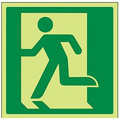 Abbildung von vsafety 14015 at g Fire Exit Schild, Running Man links Logo, Kunststoff, eckig, 200 mm x mm, grün