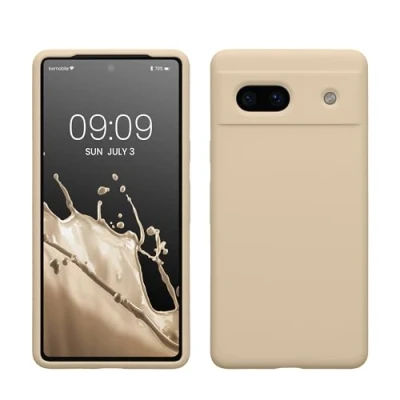 Abbildung von kwmobile Hülle kompatibel mit Google Pixel 7a Silikon Handy Case Handyhülle weiche Oberfläche kabelloses Laden Zuckerguss