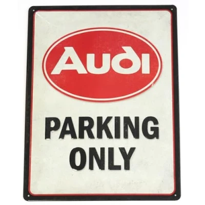 Abbildung von Audi A8 8974 Blechschild 3D Prägung Stahlblech Schild, mit Text PARKING ONLY