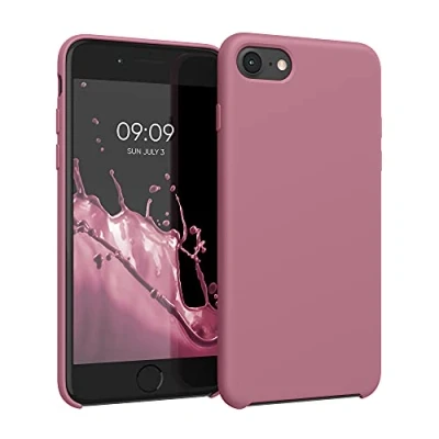 Abbildung von kwmobile Hülle kompatibel mit Apple iPhone SE (2022) / (2020) 8 7 Silikon Handy Case Handyhülle weiche Oberfläche kabelloses Laden Dark Rose