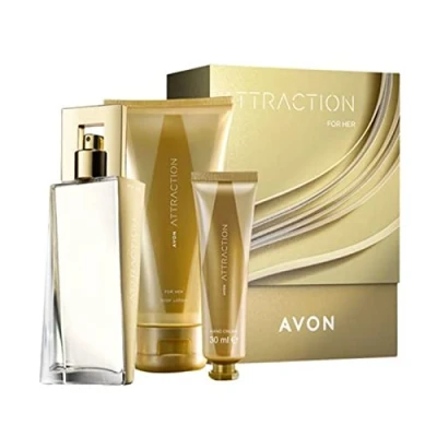 Abbildung von AVON Set Attraction 1x Eau de Parfum 50ml Bodylotion 150ml Handcreme 30ml in der Geschenkbox