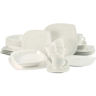 Abbildung von CreaTable Kombiservice &quot;Geschirr Set Melbourne&quot;, (Set, 30 tlg., Kaffeeservice und Tafelservice im Set, für 6 Personen), Service, elegante Blattform, Teile, Personen