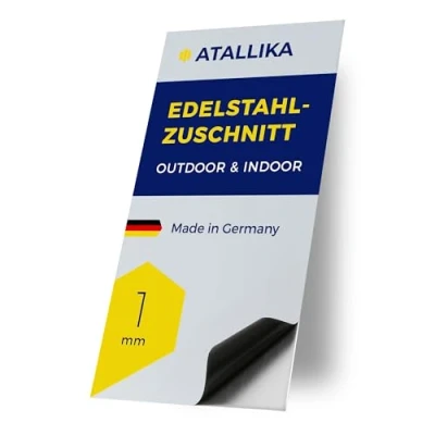 Abbildung von ATALLIKA Edelstahlblech 1mm [blank, 800 x 700 mm] Metallplatte aus V2A Edelstahl [wetterfest für Outdoor &amp; Indoor] präziser Blech Zuschnitt Deutschland [einseitig gebürstet]