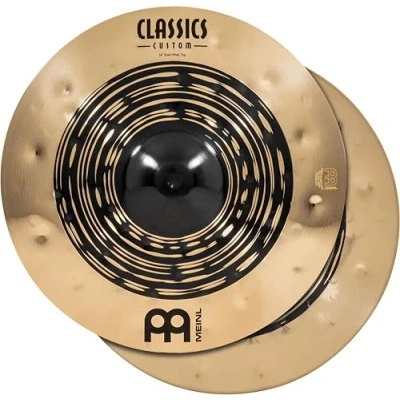Abbildung von Meinl Classics Custom Dual 14 Zoll Hihat (Video) Schlagzeug Becken (35,56cm) B12 Bronze, Dunkles und Brilliantes Finish (CC14DUH)