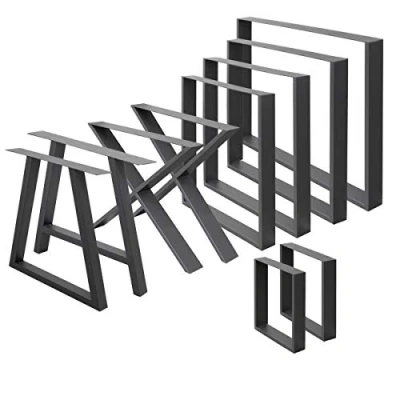 Abbildung von ECD Germany 2er Set Tischbeine aus Vierkantprofilen 70x72 cm Anthrazit, pulverbeschichtete Stahl, Industriedesign, Metall Tischkufen Tischuntergestell Tischgestell Möbelfüße für Esstisch Schreibtisch