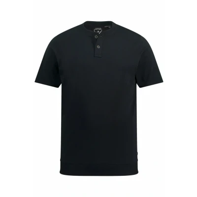 Abbildung von JP1880 Henley Bauchfit Halbarm Rundhals Tshirt basic, Herren, Größe: 5XL, Schwarz