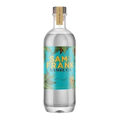 Abbildung von BORNHOLM SPIRITS „Sam &amp; Frank Sambuca“, Anis Spirituose aus Dänemark, Überraschungsetikett, 0,7 L, 40% Vol.