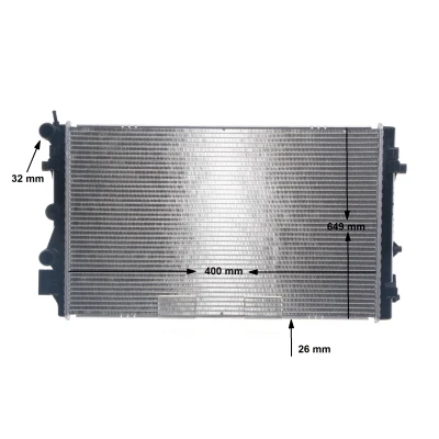 Abbildung von MAHLE ORIGINAL CR 1559 000S Kühler, Motorkühlung 650 398 26 Kühlrippen gelötet SKODA: Fabia 2 Schrägheck, Combi, VOLKSWAGEN: Polo V Schrägheck