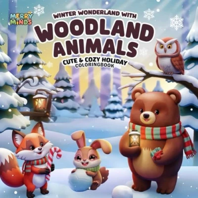 Abbildung von Winter Wonderland with Woodland Animals: Cute &amp; Cozy Holiday Coloring Book
