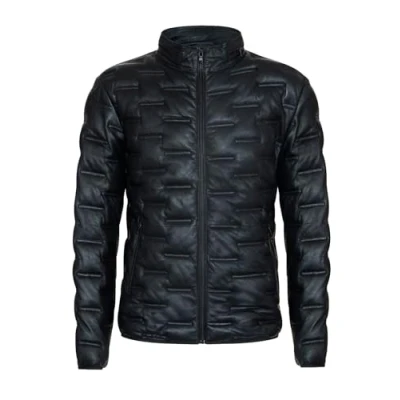 Abbildung von Infinity Leather Schwarze, Gesteppte Bomberjacke aus Warmem Lammleder für Herren
