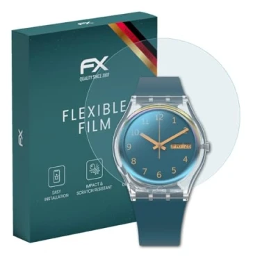 Abbildung von atFoliX Schutzfolie kompatibel mit Swatch Blue Away Folie, ultraklare und flexible FX Displayschutzfolie (3X)