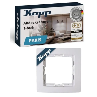Abbildung von Kopp Abdeckrahmen, Paris 1 fach Arktis Weiß für senkrechte / waagerechte Installation