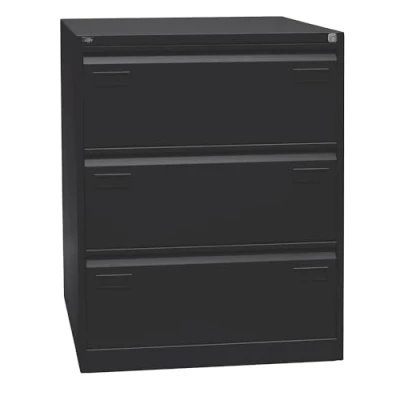 Abbildung von Bisley Light Hängeregistraturschrank, doppelbahnig, DIN A4, 3 HR Schubladen, Stahl, 633 Schwarz, 62.2 x 80 101.6 cm