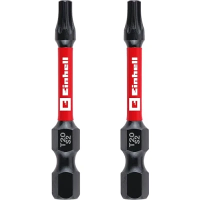 Abbildung von Original Einhell Impact Bits, 2 tlg., 50 mm, T20 (S2 Stahl, Torsionszone, effiziente Kraftübertragung, roter Farbring, C 6.3 Schaft)