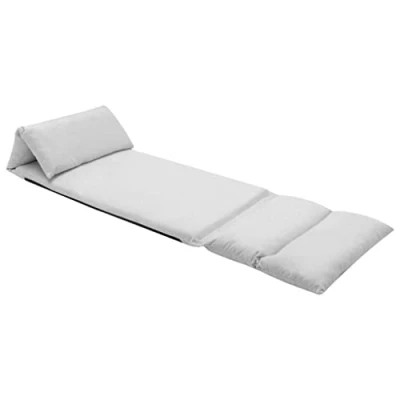 Abbildung von vidaXL Bodenstuhl Faltbar Schlafsessel Sofastuhl Sessel Lounge Bodensessel Liege Bodenkissen Sitzkissen mit Rückenlehne Hellgrau Mikrofaser