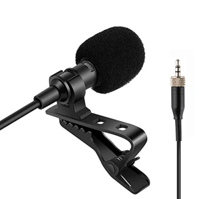 Abbildung von Sujeetec Lavalier Ansteckmikrofon, 3,5 mm Stereo Schraubverschluss, Nierendioid Kondensatormikrofon für Sennheiser Wireless Transmitter Body Pack (3,5 Verschlussstecker)