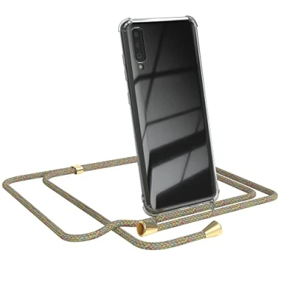 Abbildung von EAZY CASE Handykette kompatibel mit Samsung Galaxy A70 Handyhülle Umhängeband, Handykordel Schutzhülle, Silikonhülle, Hülle Band, Stylische Kette für Smartphone, Rainbow