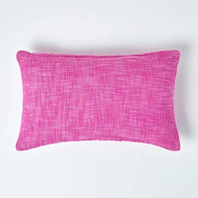 Abbildung von Homescapes Kissenhülle Nirvana in Knoten Optik, rosa Zierkissenbezug 30 x 50 cm aus 100% Baumwolle, Kissenbezug für Zierkissen/Sofakissen mit Reißverschluss, pink