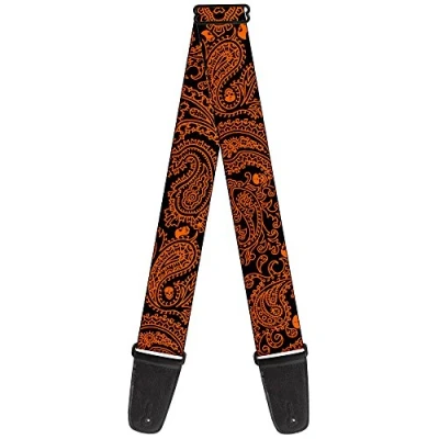 Abbildung von Buckle Down GS W32816 Guitar Strap Bandana/Skulls Black/Orange 2&quot; Wide 29 54&quot; Length