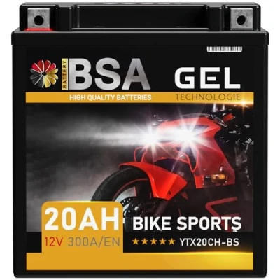 Abbildung von BSA YTX20CH BS GEL Motorradbatterie 12V 20Ah 300A/EN Batterie doppelte Lebensdauer entspricht 51892 vorgeladen auslaufsicher wartungsfrei