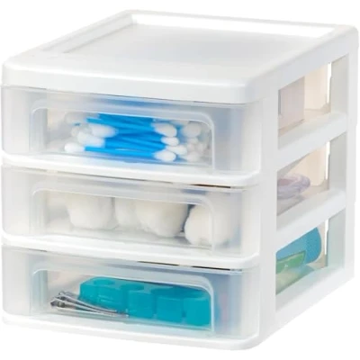 Abbildung von Iris Ohyama, Kunststoff Aufbewahrungsturm, 3 kleine Schubladen, Weiß, Leicht zu öffnen, B6 Format, Möbel, Organizer, für Büro, Schulbedarf, Schreibwaren, BPA frei, CDD XS3