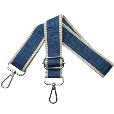 Abbildung von Schultergurt für Tasche Taschengurte zum Wechseln, Verstellbar Taschengurt Breit 3.8cm mit Silber Karabiner Taschenband Schulterriemen Tragegurt Handtaschen Damen, Khaki/Blau, K39