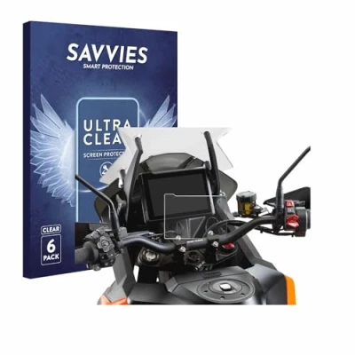 Abbildung von Savvies 6 Stück Schutzfolie für KTM 1290 Super Adventure S 2021 TFT 7&quot; Tachoanzeige Displayschutz Folie Ultra Transparent