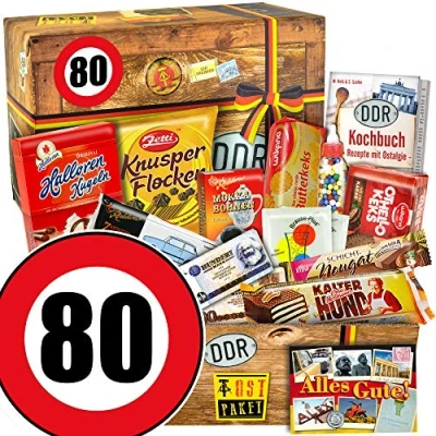 Abbildung von DDR Geschenk L Geburtstag 80 Idee Vater Suessigkeiten Korb