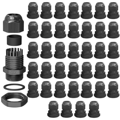 Abbildung von hb digital 40х Kabelverschraubung M20 für 6 12mm Kabeldurchmesser IP68 Staub &amp; wasserdicht mit Gummidichtung Gegenmutter Klemmlamellen Stopfbuchse Isolation Kabeleinführung Schwarz