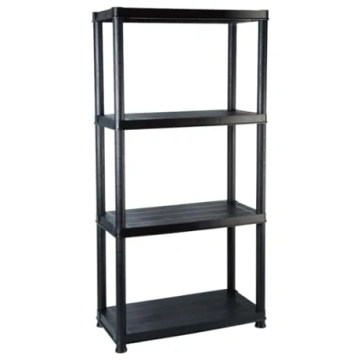 Abbildung von vidaXL Lagerregal 4 Tier Kunststoffregal Haushaltsregal Kellerregal Büroregal Regal Schwerlastregal Steckregal Schwarz 61x30,5x130cm Kunststoff