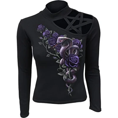 Abbildung von Spiral Damen F477 Tops Langarm T Shirt, Schwarz, X Large