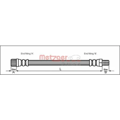 Abbildung von METZGER 4113259 Bremsschläuche 236 M10 x 1 PEUGEOT: 405 I Limousine