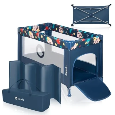 Abbildung von lionelo Baby Reisebett Stefi, 120x60 cm Tragetasche Klappbaren Seiteneingang