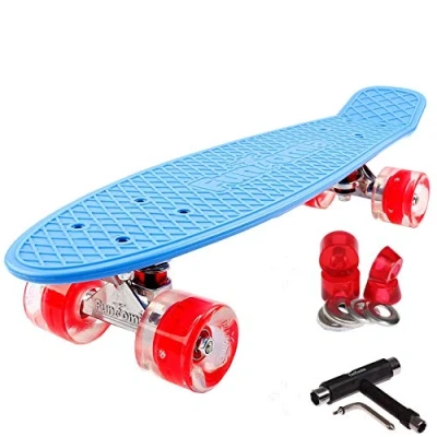 Abbildung von FunTomia Miniskateboard Kinder Cruiserboard Miniboard 57cm mit oder ohne LED Leuchtrollen