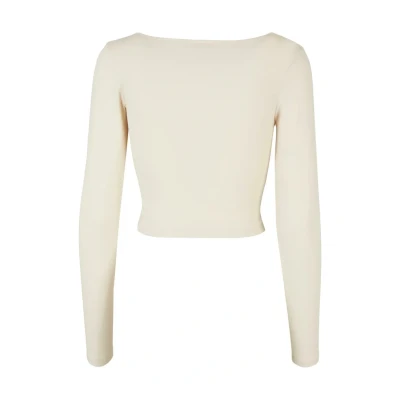 Abbildung von Urban Classics Cropped Longsleeve Langarmshirt, Damen, Größe: Large, Whitesand