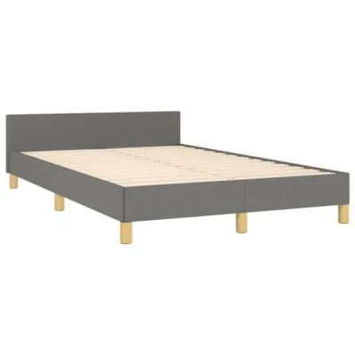 Abbildung von vidaXL Bettgestell, Polsterbett Bett mit Kopfteil, Bettrahmen Lattenrost, Doppelbett für Schlafzimmer, Schlafzimmerbett, Dunkelgrau 120x190cm Stoff