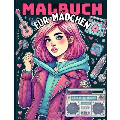 Abbildung von Malbuch für Mädchen ab 10 Jahren: Beschäftigungsbuch mit 50 Motiven (Perden, Portraits, Manga und mehr) Teenager Malen