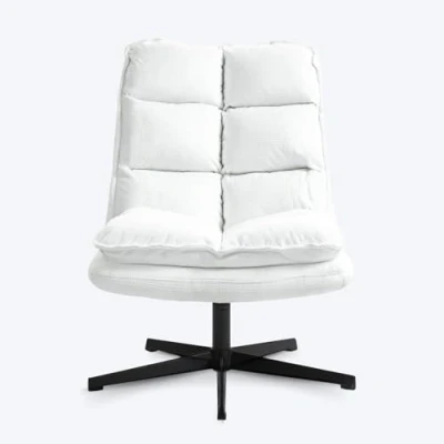 Abbildung von MEUBLE COSY Sessel 360 Drehbar Einzelsofa Faltbar Loungesessel Relaxsessel mit Armlehne Design Drehsessel, Metallbeine, für Wohnzimmer Schlafzimmer, Weiß, 65x79.5x85cm, Metall Stoff