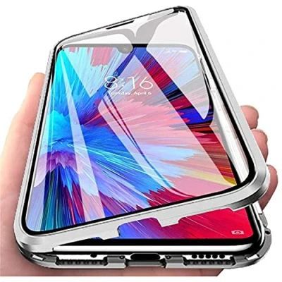 Abbildung von IBEX Schutzhülle für Xiaomi 12 Pro, magnetische Adsorption, 360 Grad, Full Body Schutz, Metallrahmen, stoßfest, Bumper Case mit doppeltem transparentem Hartglas, Silber