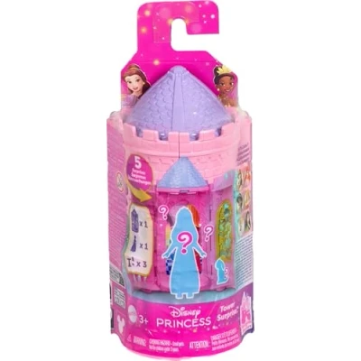 Abbildung von Mattel Disney Princess Tower Surprise Kleine Puppen &amp; Zubehör, stapelbare Spielsets mit 4 Überraschungen Freund aus Filmen (Stile können variieren)