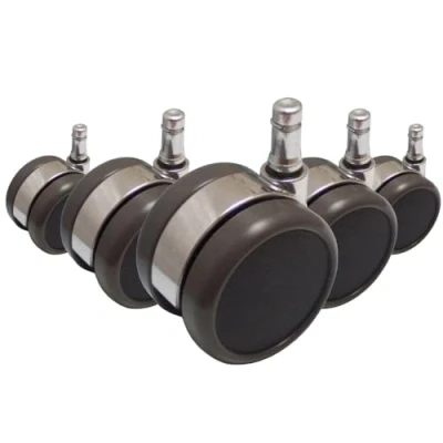 Abbildung von hjh OFFICE 619020 5x Design Rollen 11mm / 65mm Stuhlrollen Bürostuhl für Hartböden Chrom (5er Pack)