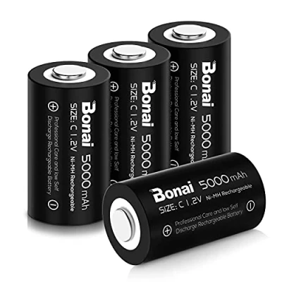 Abbildung von BONAI C Akku 5000mAh Baby Wiederaufladbar Batterien Hohe Kapazität Accu NiMH 1,2V Zellen Aufladbare Akkubatterien mit geringer Selbstentladung &amp; Lange Lebensdauer (4 Stück)