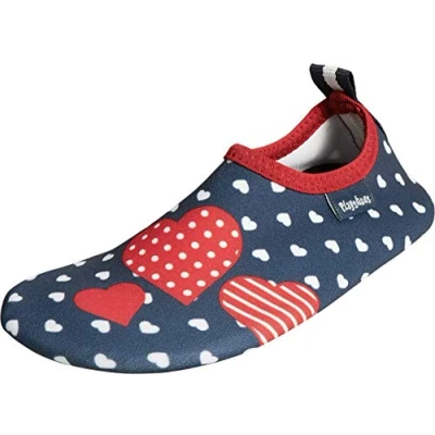 Abbildung von Playshoes Jungen Unisex Kinder Barfuß Badeslipper Aqua Schuhe, Marine Herzchen, 30/31 EU