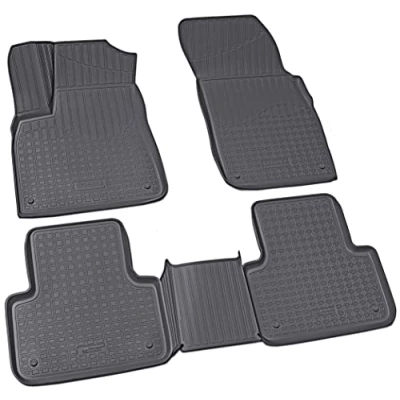 Abbildung von Recambo 3D Gummi Fußmatten kompatibel für Audi Q7 SQ7 Typ 4M BJ ab 2015&gt; Auto Gummimatten Passgenau mit Rand schwarz