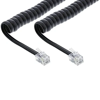 Abbildung von InLine Spiralkabel, RJ10 St/St, max. 2m schwarz, 1:1 belegt