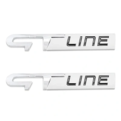 Abbildung von GT Line Emblem 3D Metall Abzeichen Auto Aufkleber Kotflügel Seite Kofferraum Dekoration (Silber Schwarz)