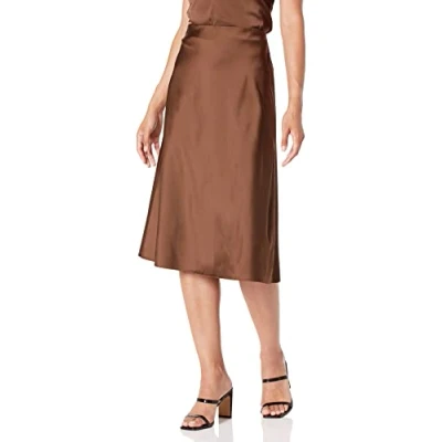 Abbildung von The Drop Damen Maya Rock, seidiger Slip Skirt Stil, Kaffeebohnen, XXS